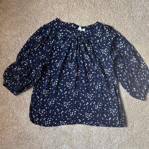 GAP Navy Blouse with White Floral Design